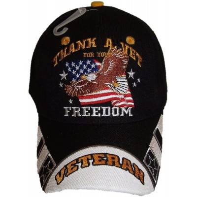 Baseball Caps Thank A Vet For Your Freedom Veteran Eagle Flag Embroidered Ball Cap Hat- Black- One Size Fits Most - C412N46H5...