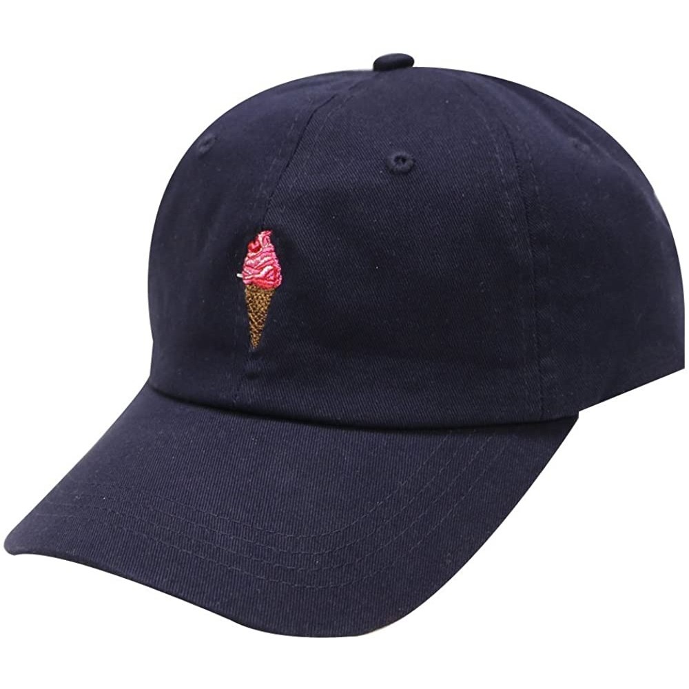 Baseball Caps Summer Ice Cream Cotton Baseball Cap - Navy - CU12I5DJVBT $12.71