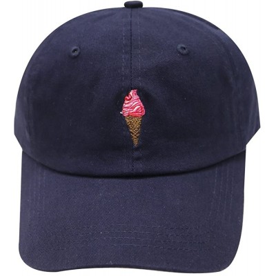 Baseball Caps Summer Ice Cream Cotton Baseball Cap - Navy - CU12I5DJVBT $12.71
