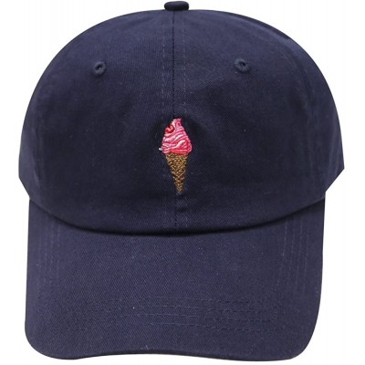 Baseball Caps Summer Ice Cream Cotton Baseball Cap - Navy - CU12I5DJVBT $12.71