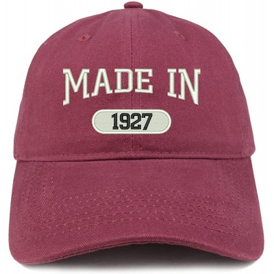 Baseball Caps Made in 1927 Embroidered 93rd Birthday Brushed Cotton Cap - Maroon - CF18C9EUXZ6 $19.85