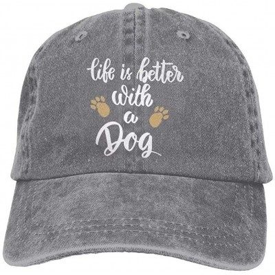 Skullies & Beanies Life is Better with A Dog Vintage Sun Hats Travel Sunscreen Baseball Caps for Men Women - Gray - CX18Q2K4K...