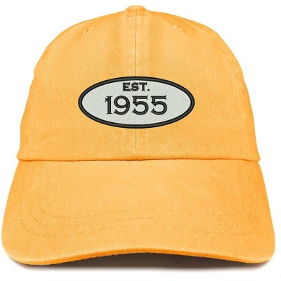 Baseball Caps Established 1955 Embroidered 65th Birthday Gift Pigment Dyed Washed Cotton Cap - Mango - C5180N22ZUD $15.67