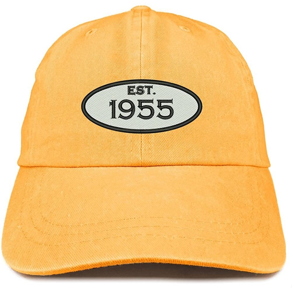 Baseball Caps Established 1955 Embroidered 65th Birthday Gift Pigment Dyed Washed Cotton Cap - Mango - C5180N22ZUD $15.67