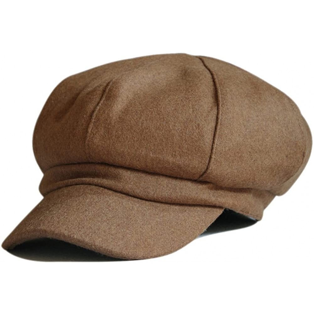 Newsboy Caps Women's Wool Fedora Newsboy Hat Winter Cloth Cap Outdoor Heat - Brown - CN120WBV11Z $31.03