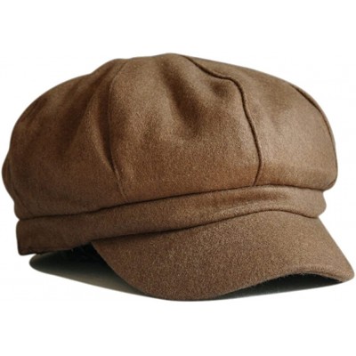 Newsboy Caps Women's Wool Fedora Newsboy Hat Winter Cloth Cap Outdoor Heat - Brown - CN120WBV11Z $31.03