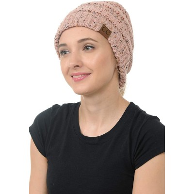 Skullies & Beanies Cable Knit Beanie Messy Bun Ponytail Warm Chunky Hat - Metallic Black - CI18Y5D2UR8 $12.50