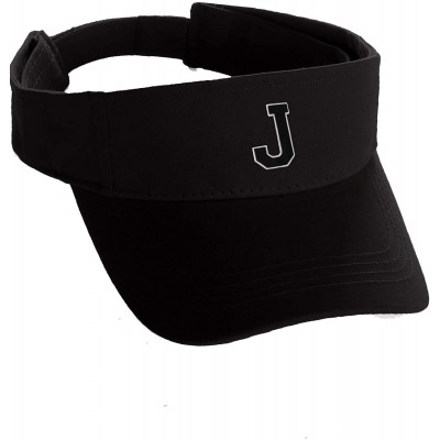 Visors Custom Sport Sun Visor Hat A to Z Initial Team Letters- Black Visor White Black - Letter J - CR18GRA0ZCR $14.46