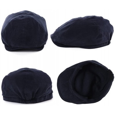 Newsboy Caps Mens Flat Duckbill Hat Newsboy Driving Cap PU Visor 6-Panel 57-59CM - 89094-navy2 - CI18A6W5RAD $21.24