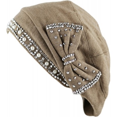 Skullies & Beanies Women's Handmade Warm Baggy Fleece Lined Slouch Beanie Hat - 1. Ribbon1 - Khaki - CO126IAHFZJ $24.94