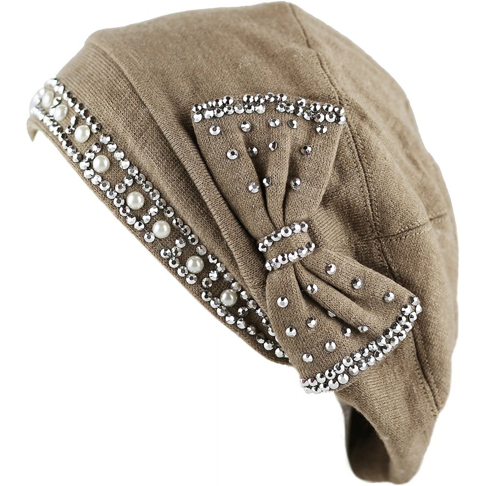 Skullies & Beanies Women's Handmade Warm Baggy Fleece Lined Slouch Beanie Hat - 1. Ribbon1 - Khaki - CO126IAHFZJ $9.84