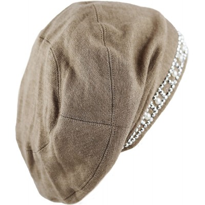 Skullies & Beanies Women's Handmade Warm Baggy Fleece Lined Slouch Beanie Hat - 1. Ribbon1 - Khaki - CO126IAHFZJ $9.84