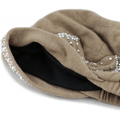 Skullies & Beanies Women's Handmade Warm Baggy Fleece Lined Slouch Beanie Hat - 1. Ribbon1 - Khaki - CO126IAHFZJ $9.84
