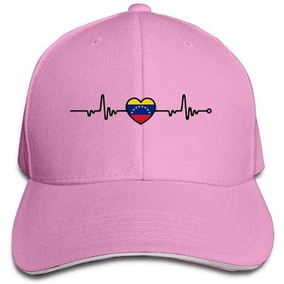 Baseball Caps Unisex Venezuela Flag Heartbeat Line Heart Trucker Cap Adjustable Peaked Sandwich Cap - Pink - C318HGI7H48 $14.83