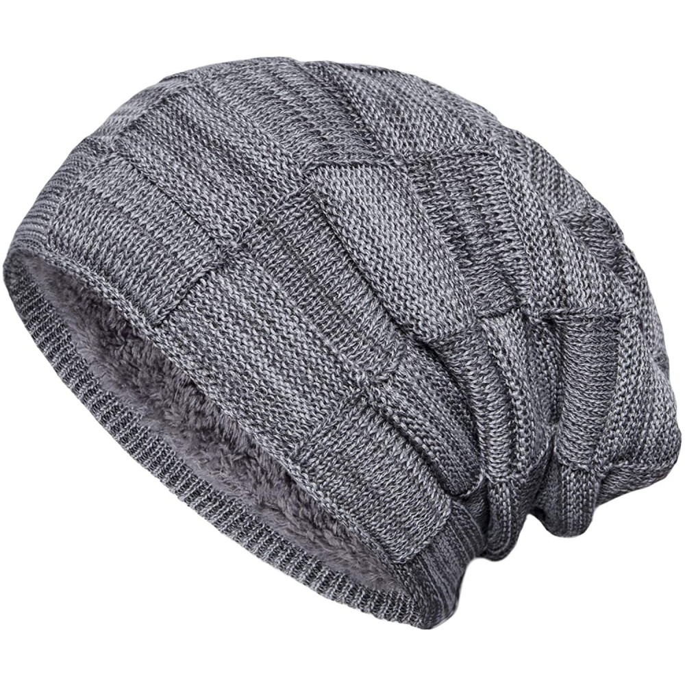 Skullies & Beanies Slouchy Beanie Knit Winter Hats for Men and Women Soft Thick Warm Cap - B-grey - CS18GYDYGRY $9.31