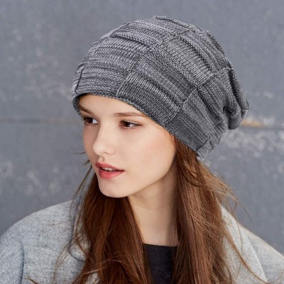 Skullies & Beanies Slouchy Beanie Knit Winter Hats for Men and Women Soft Thick Warm Cap - B-grey - CS18GYDYGRY $9.31