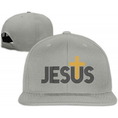 Baseball Caps Jesus Christian Cross Snapback Hats Adjustable Solid Flat Bill Baseball Caps Womens - Gray - C5196XR3858 $14.59