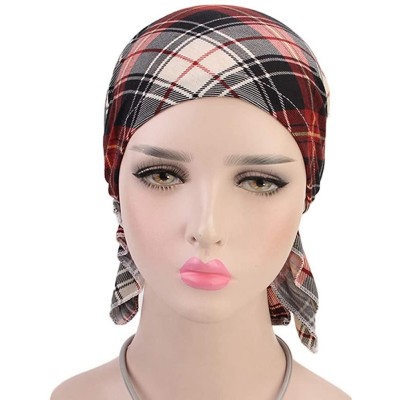 Skullies & Beanies Women Ruffles Floral Print Cancer Chemo Hat Beanie Scarf Turban Head Wrap Cap - F - CI18QYRN9RK $8.57