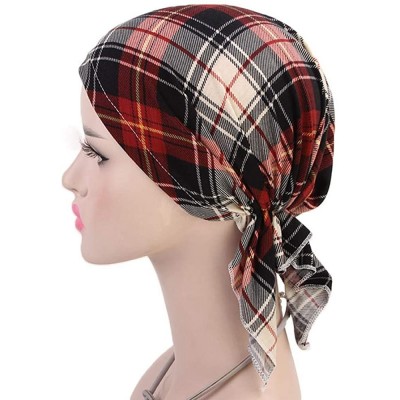 Skullies & Beanies Women Ruffles Floral Print Cancer Chemo Hat Beanie Scarf Turban Head Wrap Cap - F - CI18QYRN9RK $8.57