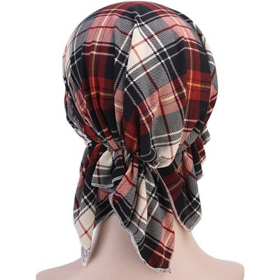 Skullies & Beanies Women Ruffles Floral Print Cancer Chemo Hat Beanie Scarf Turban Head Wrap Cap - F - CI18QYRN9RK $8.57