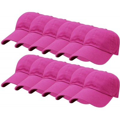 Baseball Caps 12-Pack Wholesale Classic Baseball Cap 100% Cotton Soft Adjustable Size - Fuchsia - CG18E6L53XT $36.50