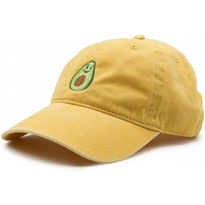 Baseball Caps Mens Embroidered Adjustable Dad Hat - Avocado Embroidered (Yellow) - C718HM6OHWU $25.12