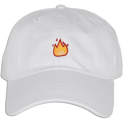 Baseball Caps Fire Emoji Baseball Cap Curved Bill Dad Hat 100% Cotton Lit Hot Flame Solid New - White - CV17YLRX0Z3 $10.02