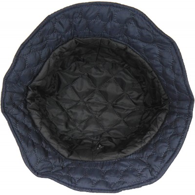 Rain Hats Packable Water Repellent Quilted Bucket Rain Hat w/Adjustable Drawstring - Navy Blue - CV12NFFDWVG $11.06