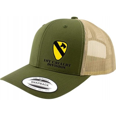 Baseball Caps Army 1st Cavalry Division Full Color Trucker Hat - Green/Khaki - C118RNYHQD9 $22.96