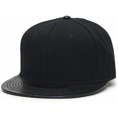 Baseball Caps Premium Plain Wool Blend Adjustable Square Flat Bill Snapback Hats Baseball Caps - Snake Black - CO1258ZB6E7 $1...