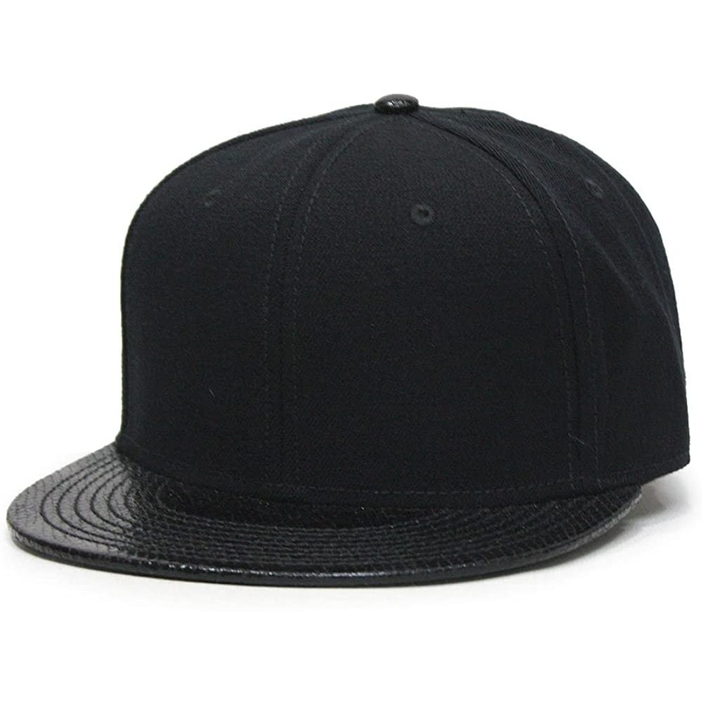 Baseball Caps Premium Plain Wool Blend Adjustable Square Flat Bill Snapback Hats Baseball Caps - Snake Black - CO1258ZB6E7 $1...