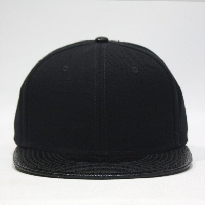 Baseball Caps Premium Plain Wool Blend Adjustable Square Flat Bill Snapback Hats Baseball Caps - Snake Black - CO1258ZB6E7 $1...