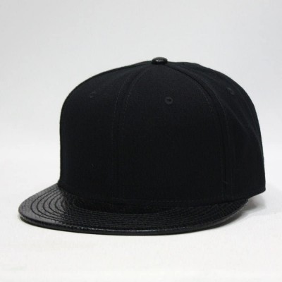 Baseball Caps Premium Plain Wool Blend Adjustable Square Flat Bill Snapback Hats Baseball Caps - Snake Black - CO1258ZB6E7 $1...