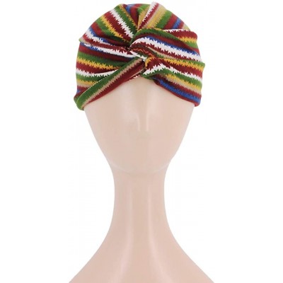 Sun Hats Shiny Metallic Turban Cap Indian Pleated Headwrap Swami Hat Chemo Cap for Women - Green Striped - CA18WZIAYH6 $8.49