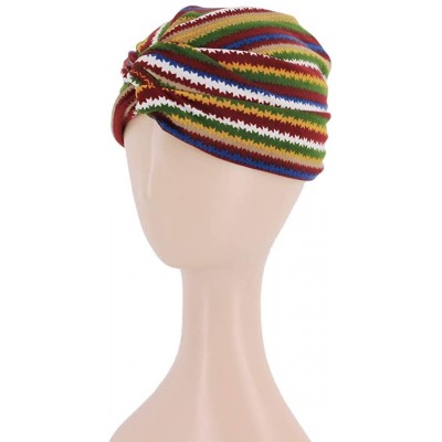 Sun Hats Shiny Metallic Turban Cap Indian Pleated Headwrap Swami Hat Chemo Cap for Women - Green Striped - CA18WZIAYH6 $8.49