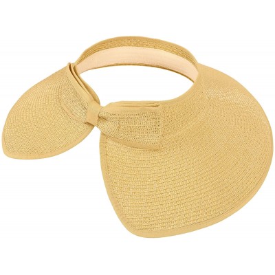 Sun Hats Spring/Summer Classics Edition Straw Roll-able Sun Visor Hat - Beige - CN198KOHEEI $18.35