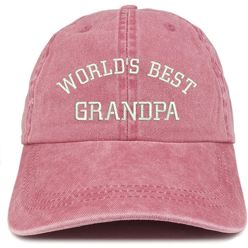 Baseball Caps World's Best Grandpa Embroidered Pigment Dyed Low Profile Cotton Cap - Burgundy - CI18KI424EH $19.51