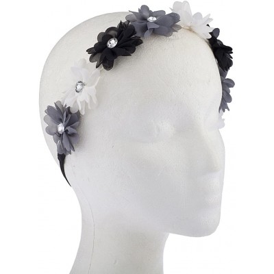Headbands Burgundy Violet Crystal Stone Floral Elastic Headwrap Headband - multicoloured - C612N6E2GJR $8.39