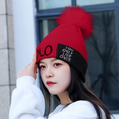 Skullies & Beanies Wool Hats for Women Winter Womens Slouchy Beanie Hat Knit Warm Snow Ski Skull Cap - Red 1 - C5192794MLT $1...