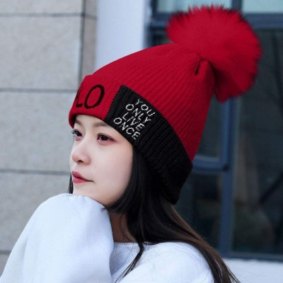 Skullies & Beanies Wool Hats for Women Winter Womens Slouchy Beanie Hat Knit Warm Snow Ski Skull Cap - Red 1 - C5192794MLT $1...