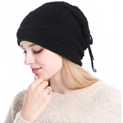 Skullies & Beanies Soft Ponytail Messy Bun Beanie Stretchable Winter Slouchy Beanie Knit Hat Neck Scarf for Women and Girls -...