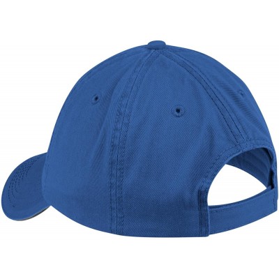 Baseball Caps Port & Company Men's Washed Twill Sandwich Bill Cap - Black/White - C711QDRTPIJ $8.99