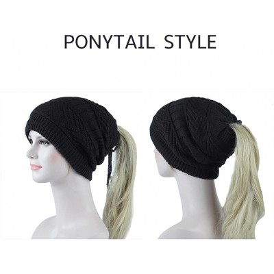 Skullies & Beanies Soft Ponytail Messy Bun Beanie Stretchable Winter Slouchy Beanie Knit Hat Neck Scarf for Women and Girls -...