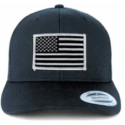 Baseball Caps American Flag Patch Snapback Trucker Mesh Cap - Navy - Black White - CP188I7MY4D $16.04