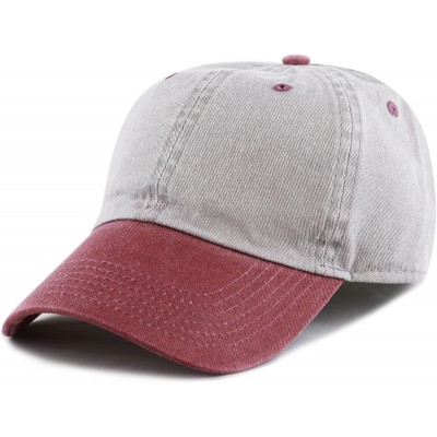 Baseball Caps 100% Cotton Pigment Dyed Low Profile Dad Hat Six Panel Cap - 2. Grey Burgundy - CP17XE582IZ $10.96