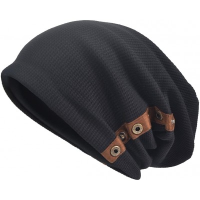 Skullies & Beanies Men's Oversize Slouch Beanie Slouchy Skullcap Large Baggy Hat - Button-black - CX188DMKK7H $12.55