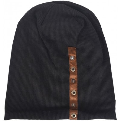 Skullies & Beanies Men's Oversize Slouch Beanie Slouchy Skullcap Large Baggy Hat - Button-black - CX188DMKK7H $12.55