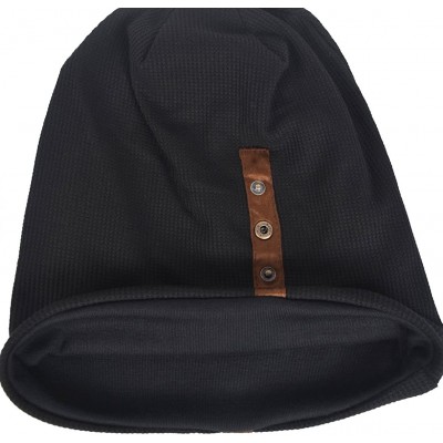 Skullies & Beanies Men's Oversize Slouch Beanie Slouchy Skullcap Large Baggy Hat - Button-black - CX188DMKK7H $12.55