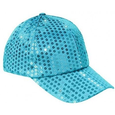 Baseball Caps Baseball Cap for Women - Sequin Hat- Adjustable Strap Ball Cap - Blue - CJ180Q7KIH9 $10.18