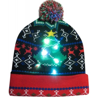 Baseball Caps Christmas Novelty Beanie Cap LED Light-up Ugly Knitted Sweater Xmas Hat - E - C218L7O7KSC $8.42